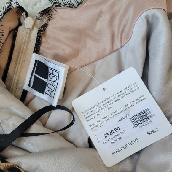 Tadashi Alanna's Cheetah Print Silk Lace Cocktail Dress NWT Size 8 - Picture 8 of 8